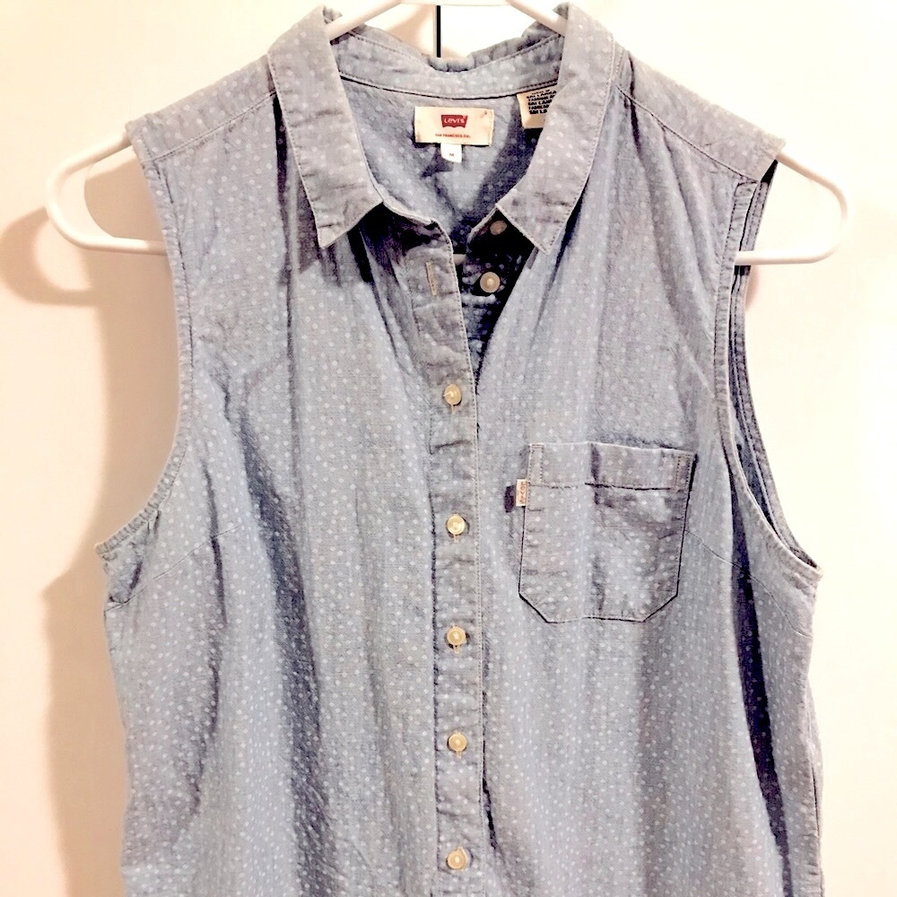 Levi’s Polka Dotted Chambray Sleeveless Top